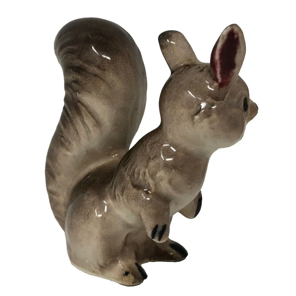 Vintage Japan Porcelain Anthropomorphic Bear Squirrel Skunk Figurines Lot of 3